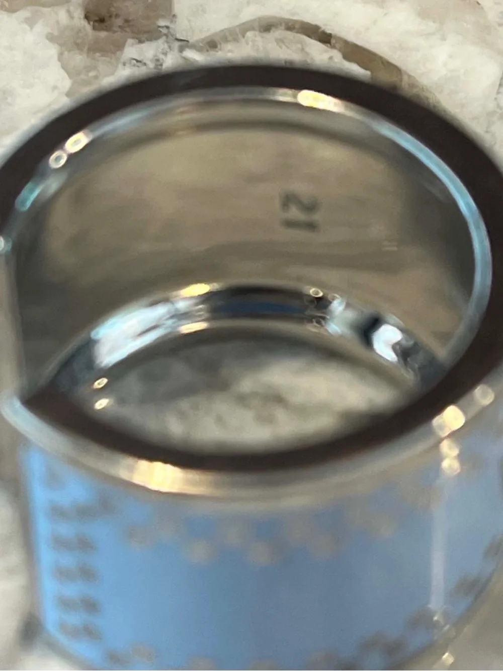 Versace Men’s Silver & Light Blue Logo Ring